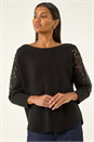 Black Sparkly Sleeve Knit Jumper, Image 1 of 5