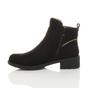 Black Low Heel Gold Zip Ankle Boots, Image 3 of 6
