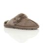 Mocha Faux Fur Lined Slip On Memory Foam Mules Slippers, Image 1 of 5