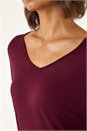 Burgundy V-Neck Jersey Stretch T-Shirt, Image 5 of 5