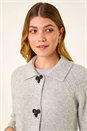 Grey Bow Buttoned Collared Cardigan, Image 4 of 5