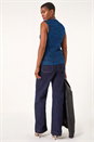 Royal Blue High Neck Fluffy Tinsel Knit Top, Image 3 of 6