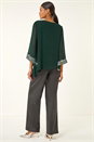 Teal Asymmetric Sequin Cuff Top, Image 3 of 5