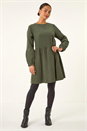 Khaki Petite Cord Cotton Mini Dress, Image 3 of 5