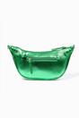 Green Metallic Faux Leather Half Moon Crossbody Bag, Image 2 of 3