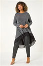 Silver Curve Glitter Chiffon Hem Tunic Top, Image 2 of 5