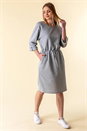 Light Grey Drawstring Jersey Sweater Dress, Image 1 of 4