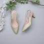 Gold Mid Heel Slingback Pointed Toe Court Shoes, Image 4 of 6