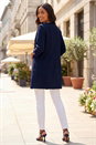 Navy  3/4 Sleeve Textured Longline Jacket, Image 3 of 4