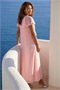Light Pink Metallic Dobby Frill Midi Dress, Image 2 of 4