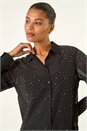 Black Sparkly Button Up Blouse , Image 5 of 7