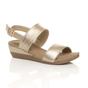 Gold AJVANI Gold Mid Wedge Heel Strappy Slingback Sandals, Image 1 of 6