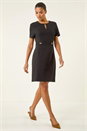 Black Front Keyhole Belted Dress, Image 1 of 5