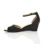 Black AJVANI Black Mid Wedge Heel Ankle Strap Sandals, Image 3 of 6