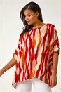 Red Abstract Buttoned Top, Image 4 of 5