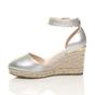 Silver AJVANI Silver Mid Wedge Heel Ankle Strap Espadrille Sandals, Image 3 of 6