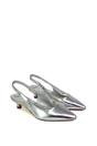 Silver XY LONDON Silver 'Avalone' Pointed Toe Sling Back Kitten Heel Sandals, Image 3 of 5