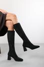 Black 'Yasmine' Stretch Calf  Block Heel Boots, Image 5 of 5