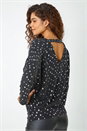 Silver Sequin Detail Blouson Stretch Top , Image 1 of 5