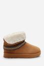 Tan 'Flora'  Flat Slippers Embroidered Trim Detail, Image 3 of 8