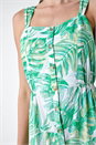Mint Leaf Print Cotton Tiered Dress, Image 5 of 5