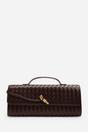 Dark Brown Petal Envelope Style Woven Clutch Bag, Image 3 of 8