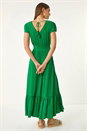 Green Tiered Buttoned Maxi Dress, Image 3 of 5