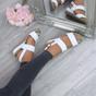 White AJVANI White Mid Wedge Heel Strappy Slingback Sandals, Image 5 of 6