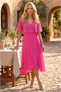 PINK Sequin Chiffon Wrap Maxi Dress, Image 1 of 4