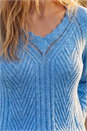 Blue Scallop V-Neck Knit Jumper, Image 4 of 4