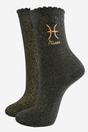 Black Embroiderd Pisces Zodiac Glitter Socks, Image 1 of 4