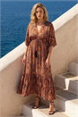 ORANGE Paisley Boho Print Maxi Dress , Image 2 of 4