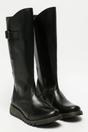 Black Womens Heel Knee High Zip Up Boots-Mol 2, Image 3 of 7