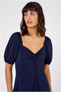 Navy Ruched Jersey Tie Detail Midi Dress, Image 1 of 4