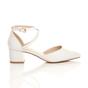 White AJVANI White Mid Block Heel Crossed Strap Pointed Toe 2 Part Heels, Image 2 of 6
