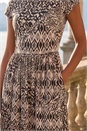 Brown Abstract Print Midi Dress, Image 4 of 4