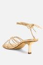 Gold Nora Pu Lace Up Strappy Mid Heels, Image 3 of 4