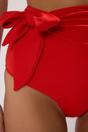 Red Tie Detail High Waist Bikini Bottom, Image 2 of 5