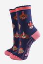 Blue Funny Dogs Christmas Party Bamboo Socks, Image 1 of 1