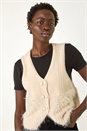 Beige Tassel Faux Fur Gilet, Image 4 of 5