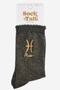 Black Embroiderd Pisces Zodiac Glitter Socks, Image 4 of 4