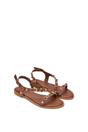 Brown XY LONDON Brown Flat Slingback Sandals With Studded Pearls, Image 5 of 6