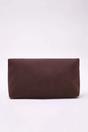 Brown WOVCOR Brown Soft Suede Foldover Clutch Bag, Image 5 of 5