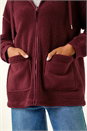Burgundy Hooded Borg Zip Through Jacket, Image 5 of 5