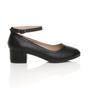 Black Low Block Heel Ankle Strap Court Shoes, Image 2 of 6