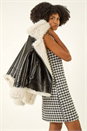 Black Houndstooth Keyhole Pinafore Dress, Image 2 of 5