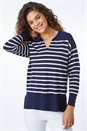  Relaxed Polo Neck Striped Jumper, Image 2 of 5