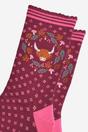 Pink Highland Cow Autumn Wreath Bamboo Socks, Image 3 of 5