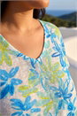 Blue Curve V-Neck Floral Top, Image 4 of 4