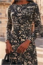 Black Petite Abstract Button Down Dress, Image 4 of 4